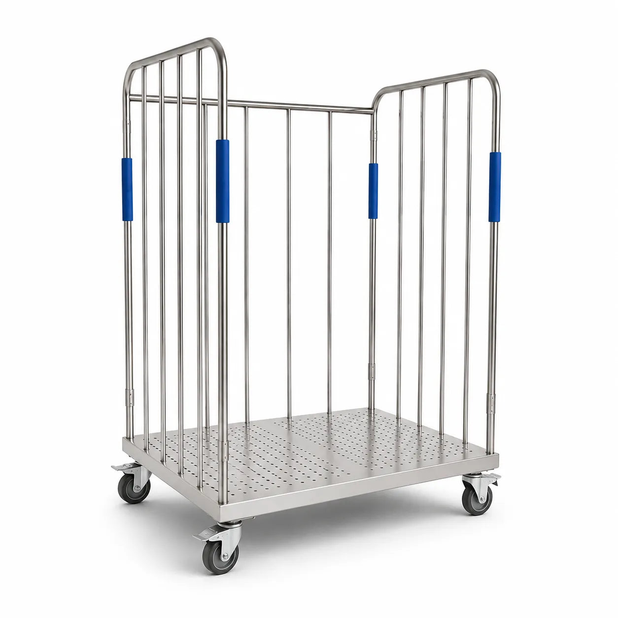 Stainless Steel Bulk Transport Roll Cage Cart with Perforated Base